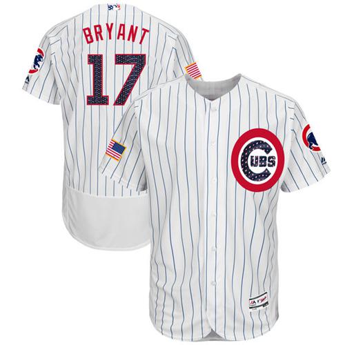 Cubs #17 Kris Bryant White Fashion Stars & Stripes Flexbase Authentic Stitched MLB Jersey